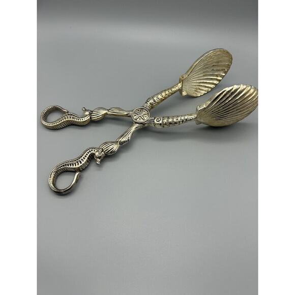Godinger Other - Vintage Godinger Silver Sea Treasures Serving Salad Tongs Nautical Seahorse/Clam